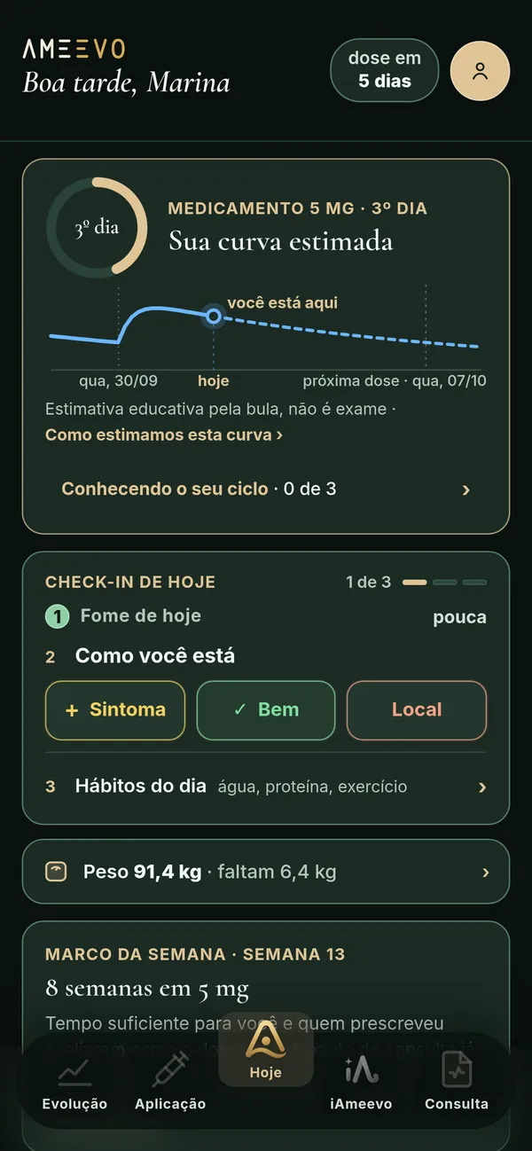 Tela Hoje, com o check-in do dia